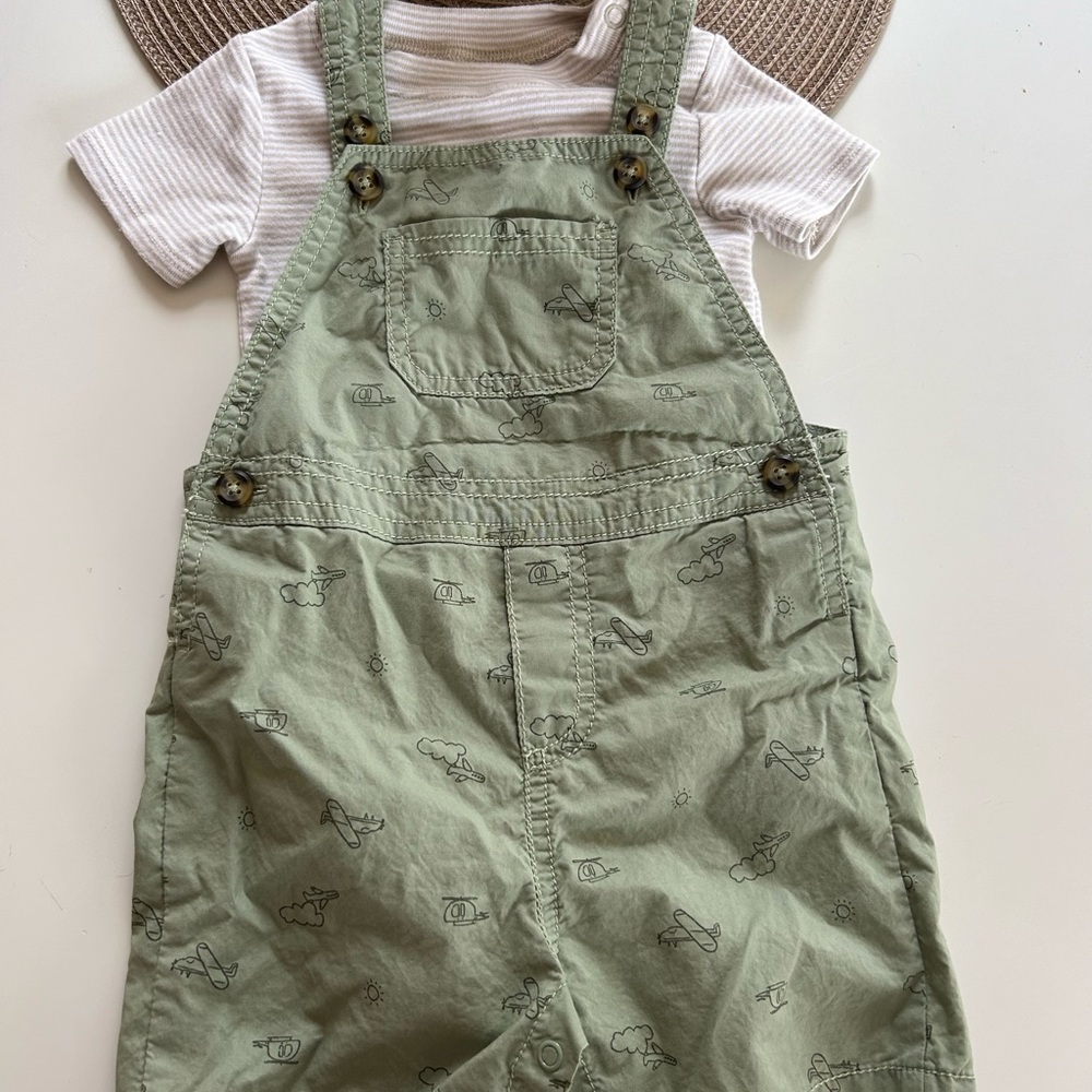 Olive green shortall set